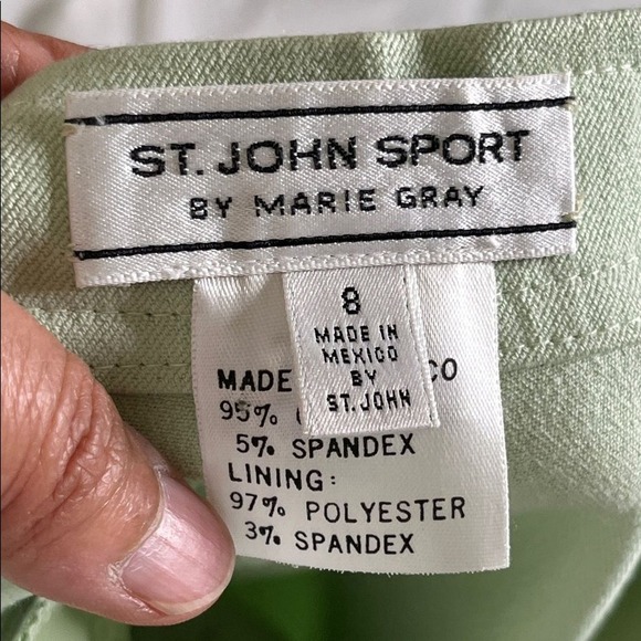 St John Sport Women's Light Green Cropped Ankle Zip Pants Medium Cotton Stretch - Picture 9 of 11